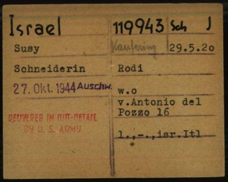 Registry office card, 1.1.6.7/10666418/ITS Digital Archive, Bad Arolsen.